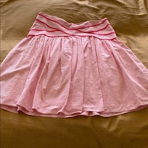 Red and white striped flare skirt